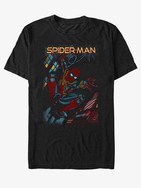 Marvel Spider-Man Slinging Retro Graphic Tee - Black, Red, Blue